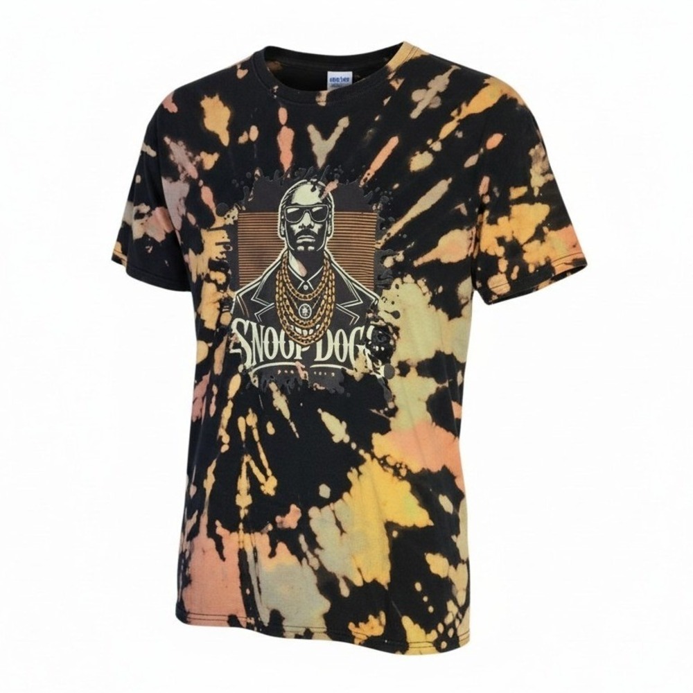 SNOOP DOGG Upcycle Bleach Tie Dye Graphic T-Shirt Unisex Large